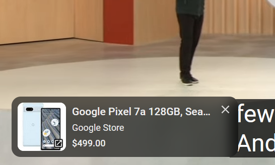 Hey, a shopping link in the Google I/O video (This may be one of very few sensible use case for shoppable links in YouTube?)