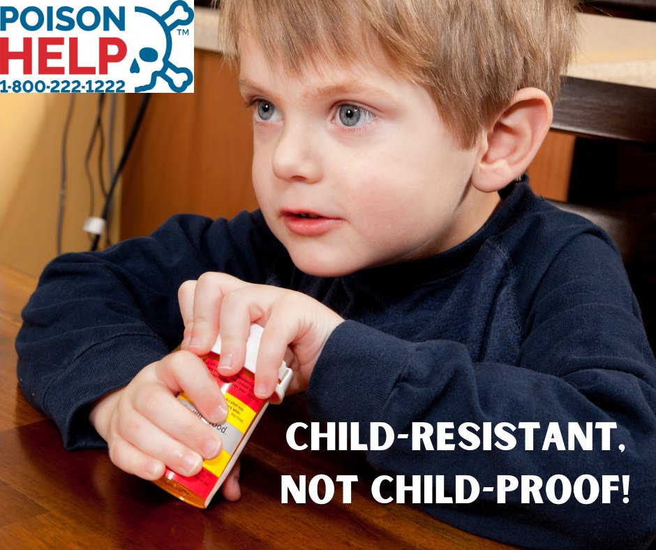 #DYK if given enough time, children are often able to get child-resistant packages open
✅Store all medications up, away, and out of sight from children (even on vacation)

☎ 1-800-222-1222 call #PoisonHelp if you have medication questions or suspect a poisoning!