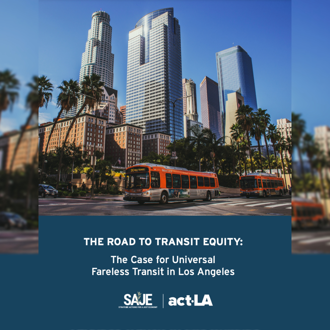 SAJE and @All4Transit's  new report, The Road to Equity: The Case for Universal Fareless Transit is now out! It shows that charging fares doesn't make sense from a fiscal or equity perspective. <a href="/metrolosangeles/">Metro Los Angeles</a> let's go fareless! 
saje.net/wp-content/upl…