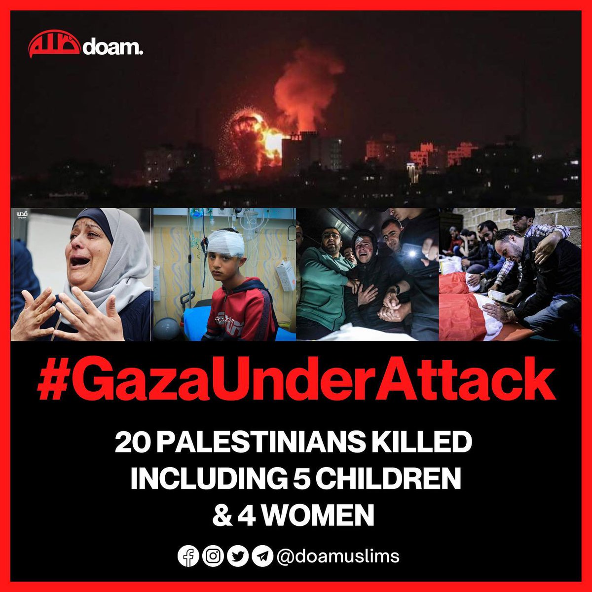 Latest updates of the Israeli aggression on the gaza Strip20 Palestinians.including 5 children and 4 women, have been killed and 42others wounded by the Israeliairstrikes on besieged #Gaza #Islam #Ummah #Muslims #Palestine #Palestinians #palestine #palestineforever #MasjidAlAqsa