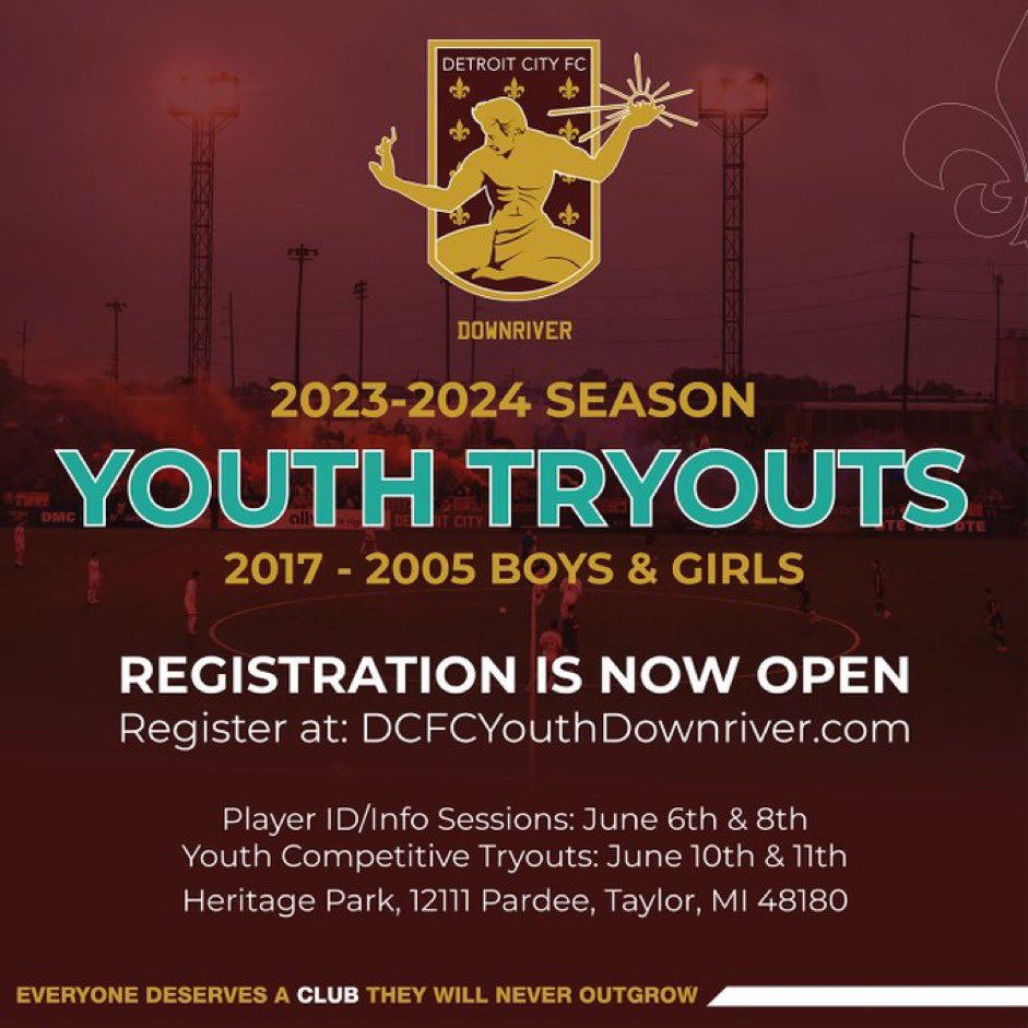DCFCDownriver's tweet image. ⚜️ TRAVEL TEAM TRYOUTS ⚜️ Registration for our Travel Team Tryouts for the 2023-2024 Season is now open. Go to dcfcyouthdownriver.com/club/tryouts to register and for more details!  All current and new players are required to register. We look forward to seeing you there.