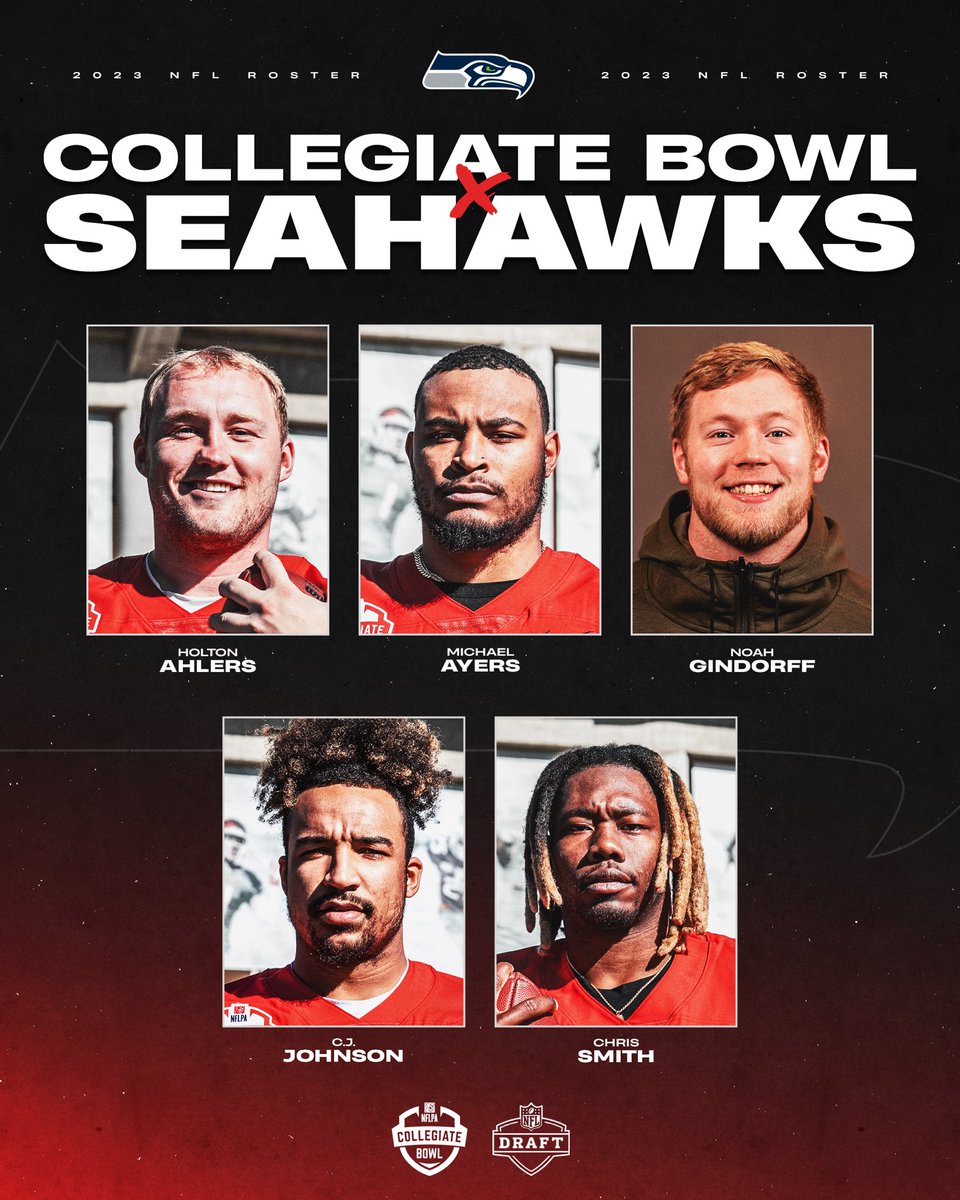 The NFLPA Collegiate Bowl (@nflpabowl) on Twitter photo We officially got FIVE of our #NFLPABowlAlums putting in the work in Seattle with the <a href="/Seahawks/">Seattle Seahawks</a> 🤝💪
#GoHawks We officially got FIVE of our #NFLPABowlAlums putting in the work in Seattle with the <a href="/Seahawks/">Seattle Seahawks</a> 🤝💪
#GoHawks