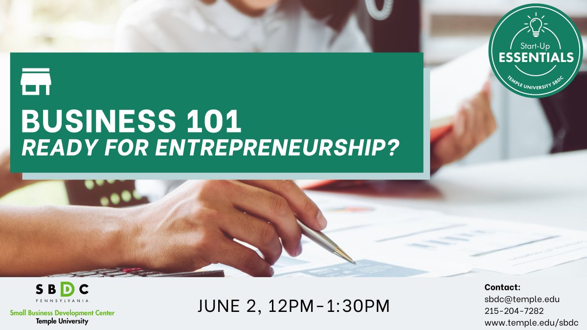 Are you thinking about launching a small business? Not sure what is involved? Unsure if you have a viable business idea? Join this introductory presentation to break down the nuts and bolts of what is needed to start a business. 

Register now ➡️ pasbdc.ecenterdirect.com/events/30407