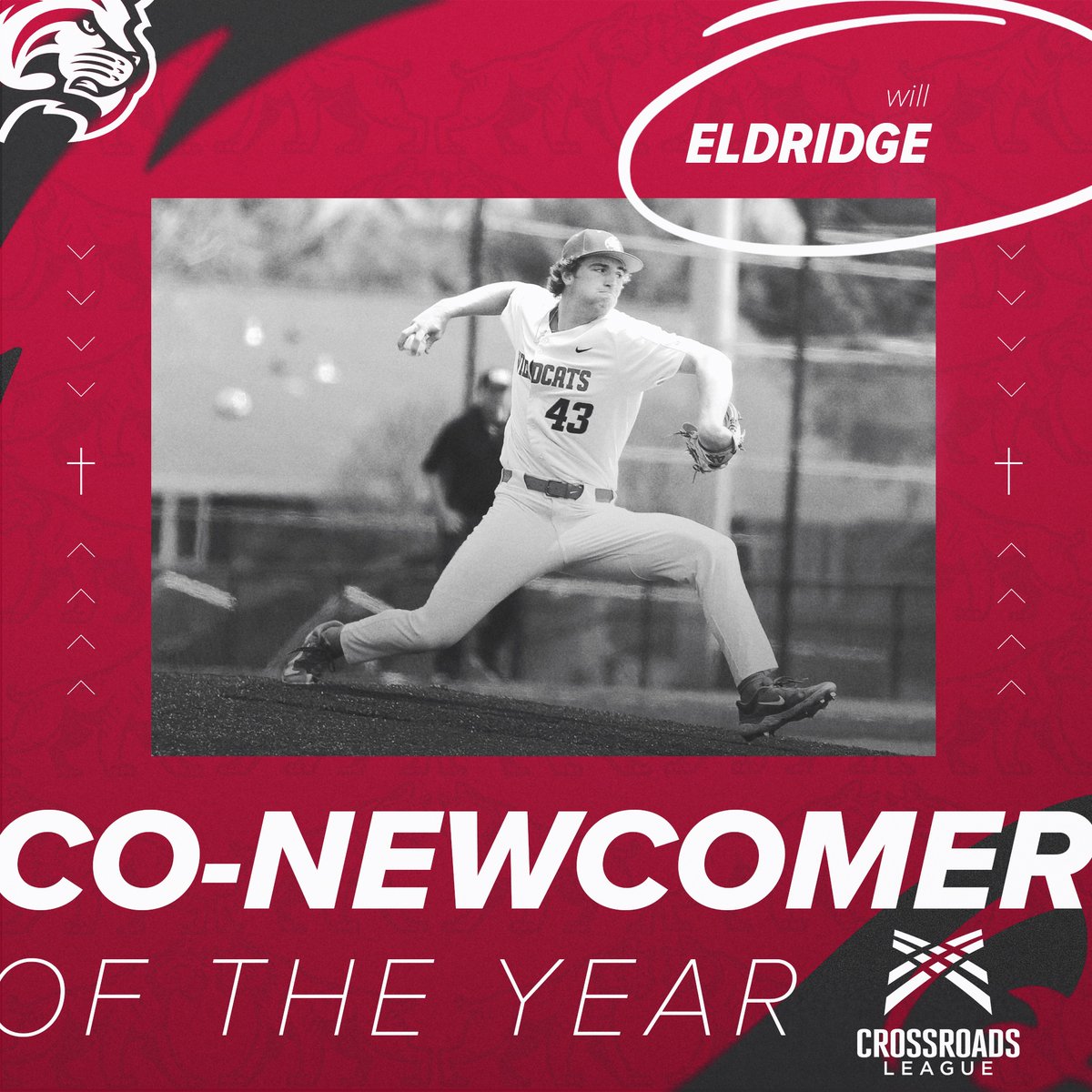 IWUWildcats's tweet photo. Congratulations to Will Eldridge for being named Crossroads League Co-Newcomer of the Year and being voted to the All-League Second Team!

Eldridge pitched 58.1 innings across 15 appearances, with 71 strikeouts, and an ERA of 5.09!

Read more at https://t.co/ESFFbNwXAh https://t.co/L1KCkuK2DN