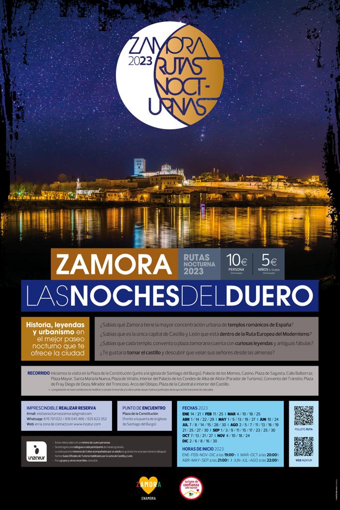 El sábado 13 tienes un planazo ¡Descubrir Zamora en la Ruta nocturna ‘Las Noches del Duero’! 😍 ¿Te esperamos!

Más información: turismoenzamora.es/agenda/noches-…

Reservas: visitasnocturnaszamora@gmail.com
WhatsApp: 676 701 022 – 616 045 466 – 625 623 352 
Web: inzatur.com
