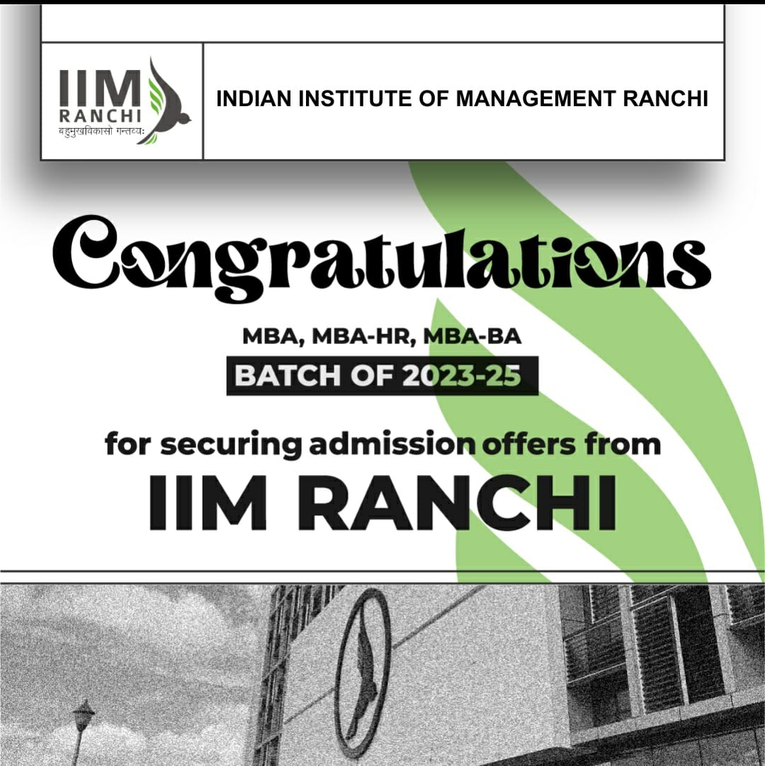IIMRanchi_Off's tweet photo. IIM Ranchi welcomes the MBA, MBA-HR, and MBA-BA batch of 2023-25!
Congratulations to all the incredible students on securing admission at IIM Ranchi.
Link to check your status: https://t.co/bBhxpYYqjR
#IIMRanchi #IIM #Congratulations #futureleaders #MBA #MBAHR #MBABA https://t.co/SL2MfF0x7d