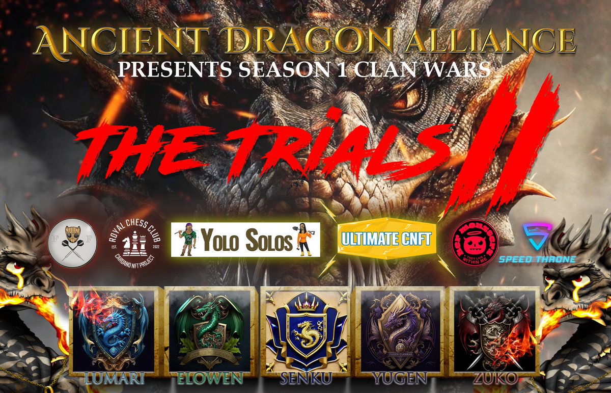 🔥⚔️ Clan Wars: S1, Part 2🔥⚔️

We've just started our next round of Clan Wars! Do you have what it takes to lead your Clan to Victory!?

3 Dragons guarantees entry and $Hoard rewards!

48 NFTs are up for grabs this month valued at well over 5k ADA! See them below! 👇

#Cardano