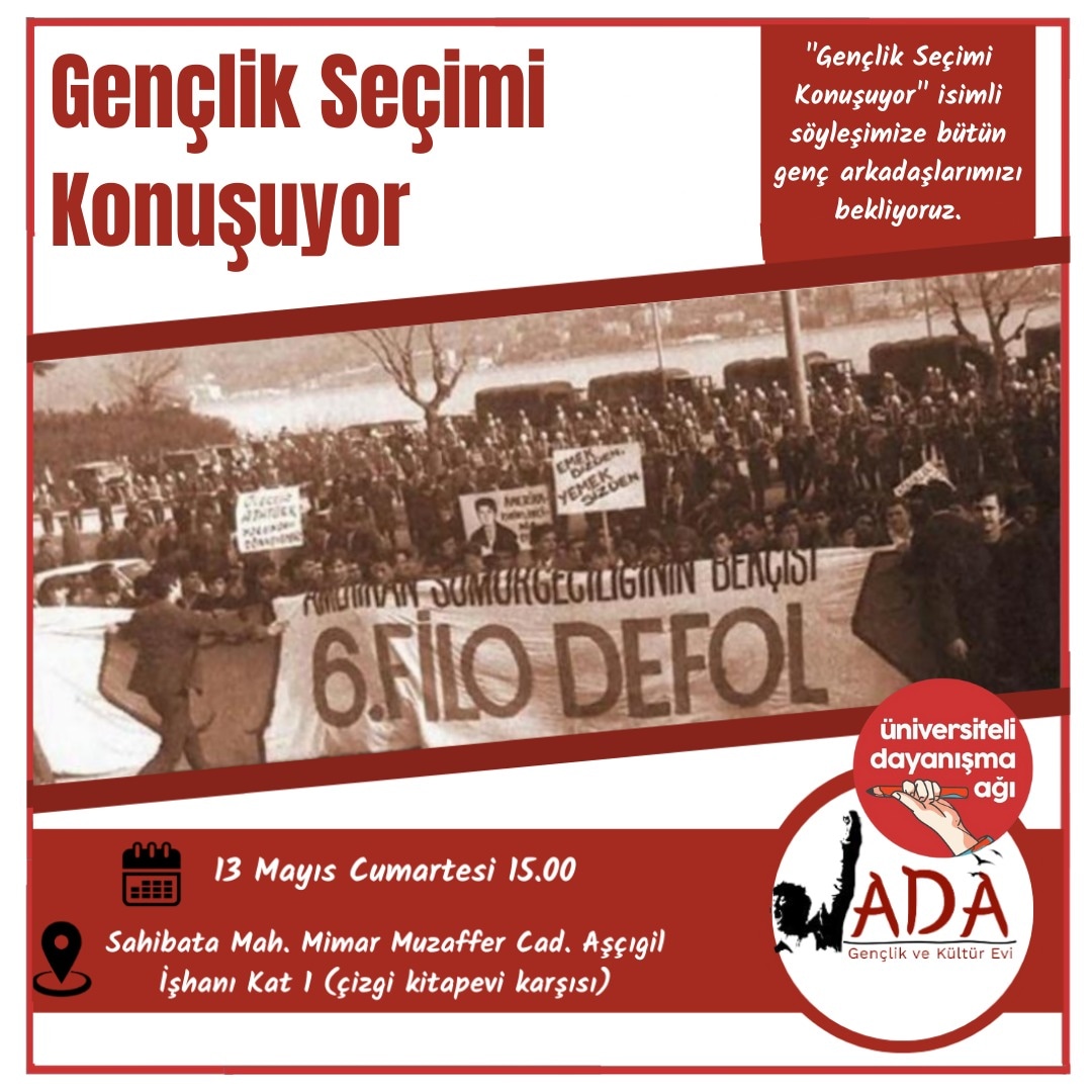 “Gençlik Seçimi Konuşuyor” isimli söyleşimize bütün genç arkadaşlarımızı bekliyoruz.

🚩 ADA | Gençlik ve Kültür Evi

📢 13.05.2023 15.00 (Cumartesi)