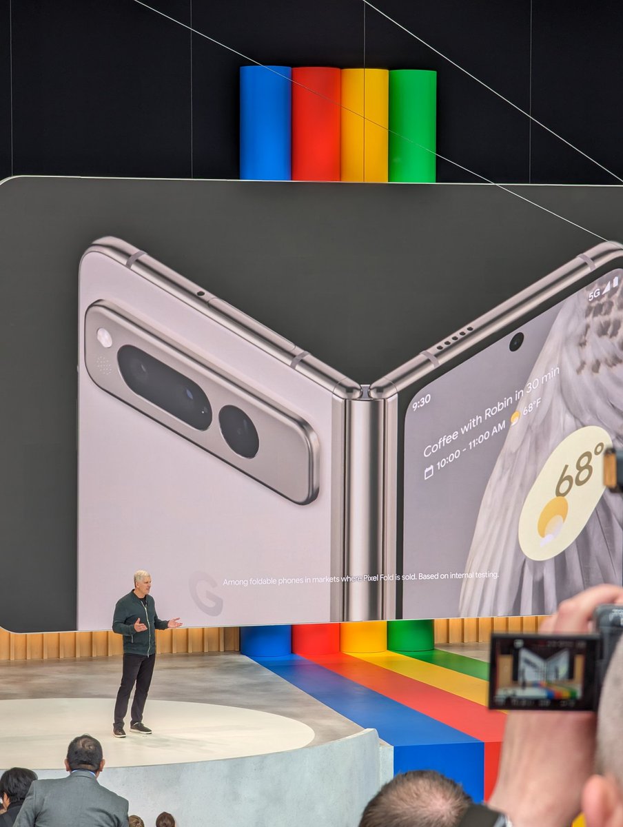 And finally, the $1799 Pixel Fold! Pre-order and get a free Pixel Watch, 2TB of Google One storage and 3 months of YouTube Premium. #GoogleIO #pixelfold