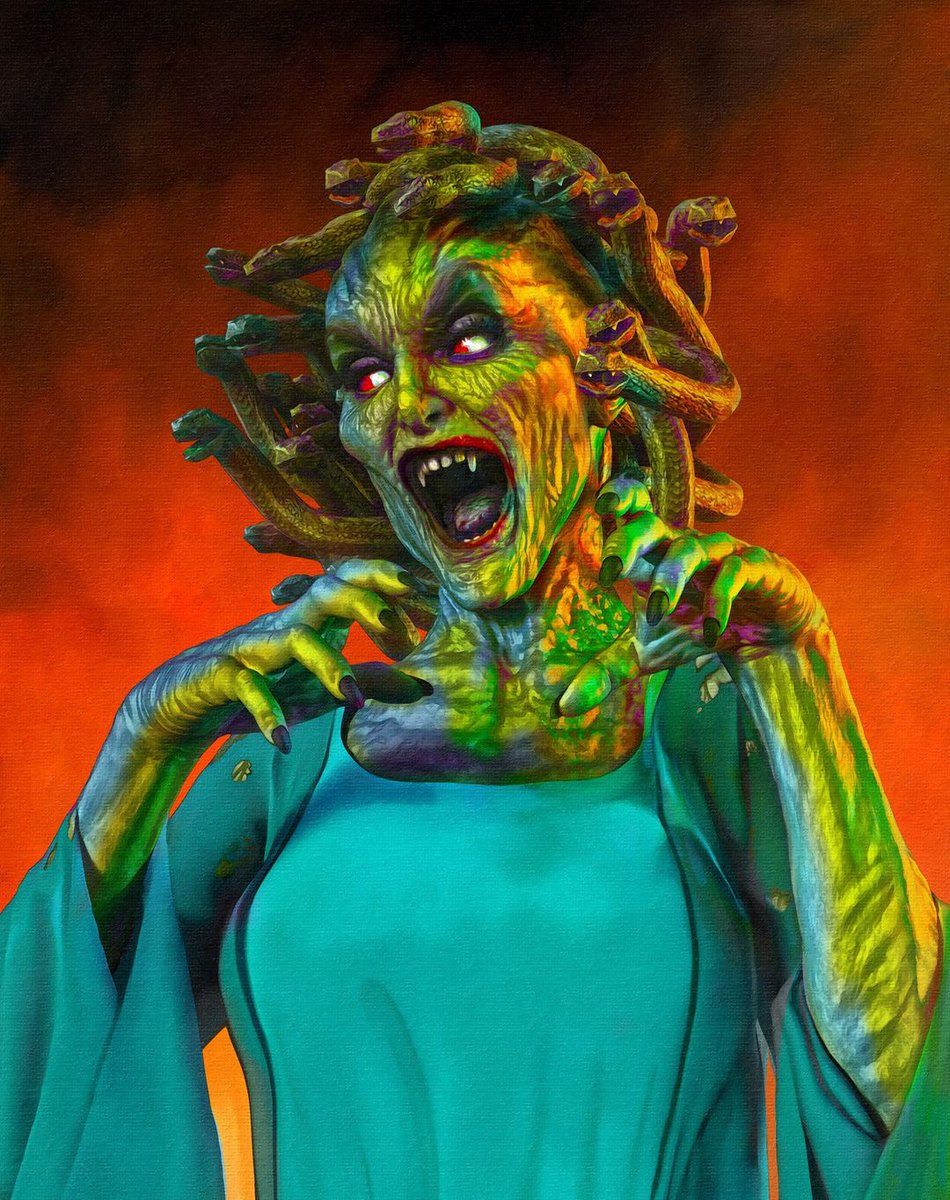 Medusa...part of the Mark Spears Monsters Series 2 trading card series out this fall. #markspearsmonsters #medusa #classicmonsters #famousmonsters #famousmonstersoffilmland #monsters #monsterart #comicbookart #comicbookartist #horrorart