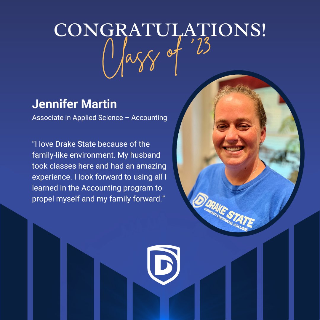 Drake State (@drakestate) on Twitter photo Congratulations, Jennifer Martin!
We are thrilled to highlight you as one of our 2023 graduates. Look forward to Thursday! #GraduationDay
<a href="/ACCS_Education/">Alabama Community College System (ACCS)</a> Congratulations, Jennifer Martin!
We are thrilled to highlight you as one of our 2023 graduates. Look forward to Thursday! #GraduationDay
<a href="/ACCS_Education/">Alabama Community College System (ACCS)</a>
