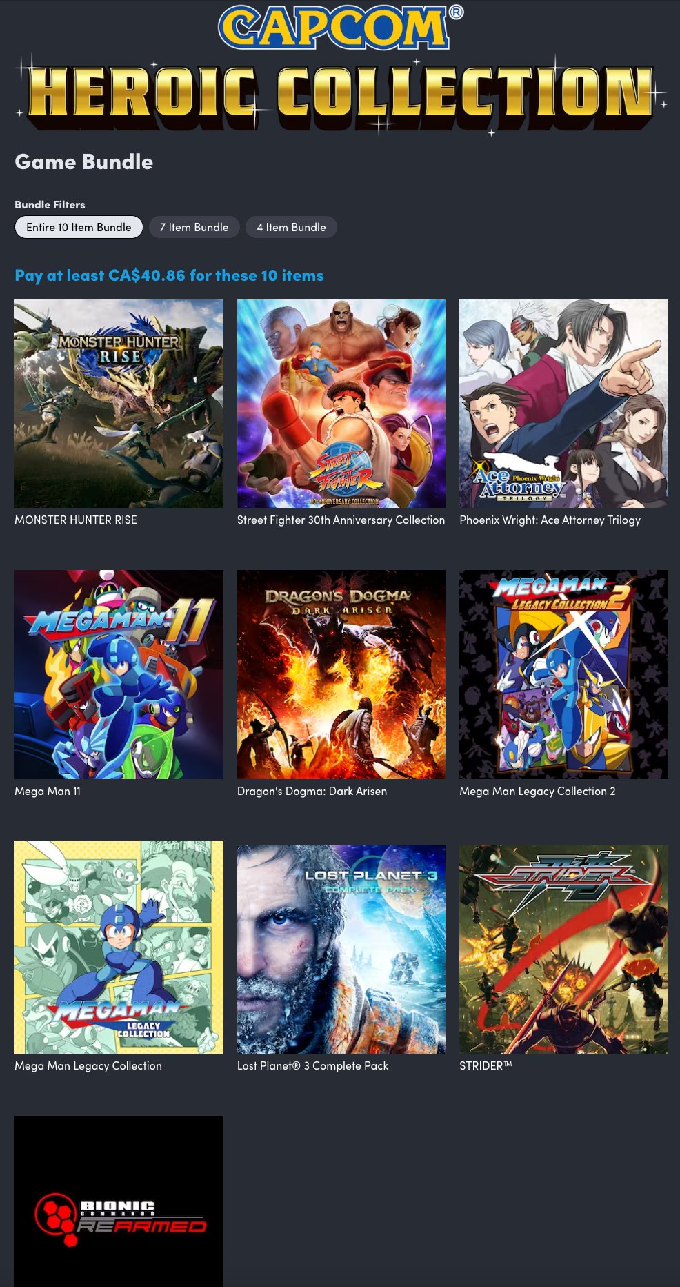 Humble Bundle Capcom Heroic Collection includes some big compilations