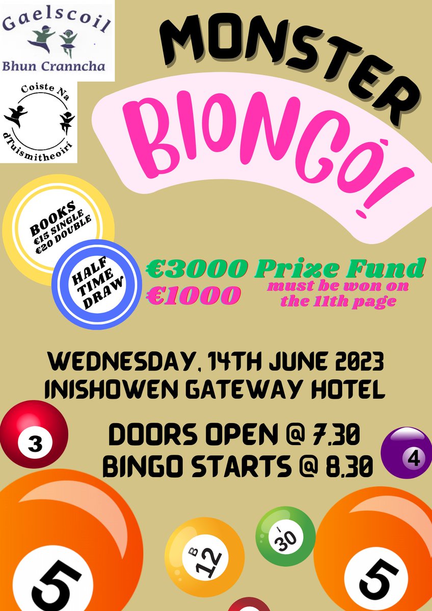 Gaelscoil Bhun Cranncha Monster 🧌 Bingo is back after 5 years
