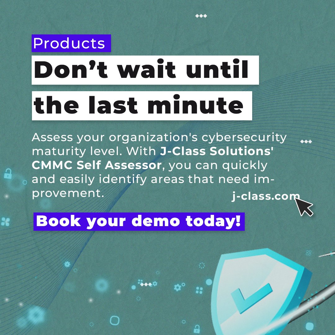JClassSolutions's tweet image. We bring you J-Class Solutions' CMMC Self Assessor App, it is easy to use and we also offer you guidance in case you need it! Download it today or book a demo.
Learn more here j-class.com/cmmc-assessor
#cmmc #cybersecurity #digitaltransformation #enterprisetechnology