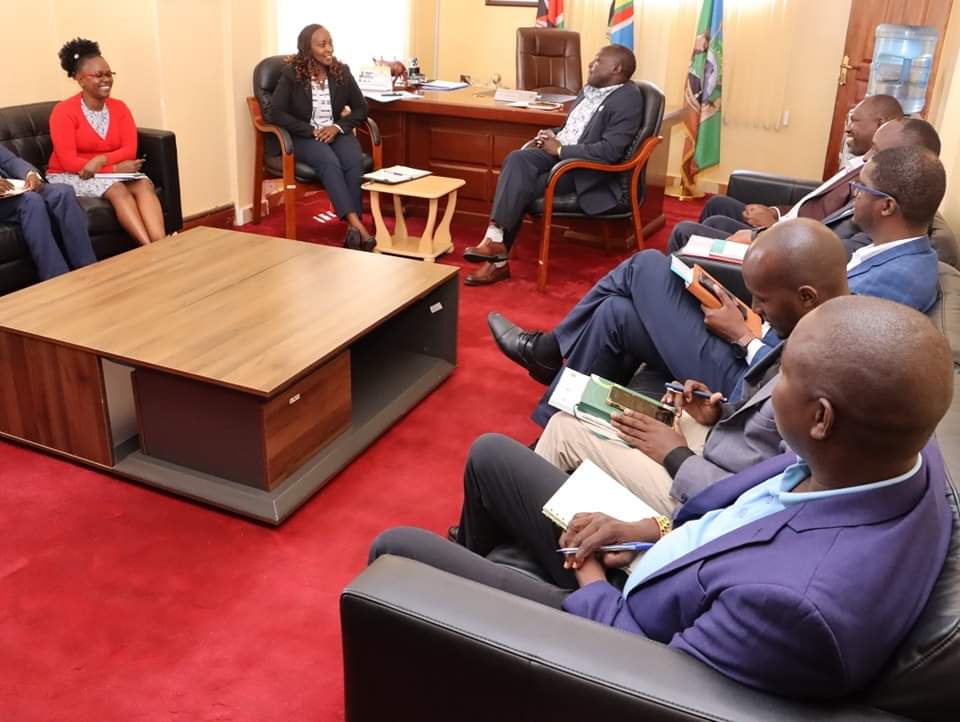 GVNJoshuaIrungu's tweet photo. I today hosted a team from the Commission on Revenue Allocation (CRA) that paid me a courtesy call in my Nanyuki offices as it embarks on a two-days community interaction on formulation of a third policy and criteria for sharing revenue among marginalised areas.
The team seeks to visit 19 marginalised sub locations in the county; 16 in Laikipia North and three in Laikipia West. 
We had a detailed deliberation on how the county can benefit on the equitable share, based on the disadvantages of the previous revenue sharing formulas that has denied the county its dues for a long time, in terms of resources, thereby adversely affecting our development agenda.
Present were CRA commissioner Dr. Isabel Waiyaki, Deputy Director Selly Yagan, Deputy Governor Rueben Kamuri, county Secretary Koinange Wahome, chief of staff John wambugu, CECM’s Health Wagura Taiti, Environment Water and Natural Resources Leah Njeri, Infrastructure, Land and Energy Nabos Ekwam and CO Finance Daniel Ngumi.