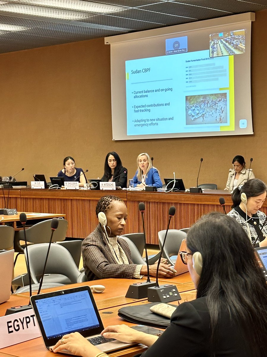 .@UNOCHA briefing for #Geneva diplomats today. While highlighting the growing humanitarian funding gap, also an opportunity to showcase our pooled funds in #DRC #Sudan which get funding fast &flexibly to front line responders in highly challenging contexts. #InvestInHumanity