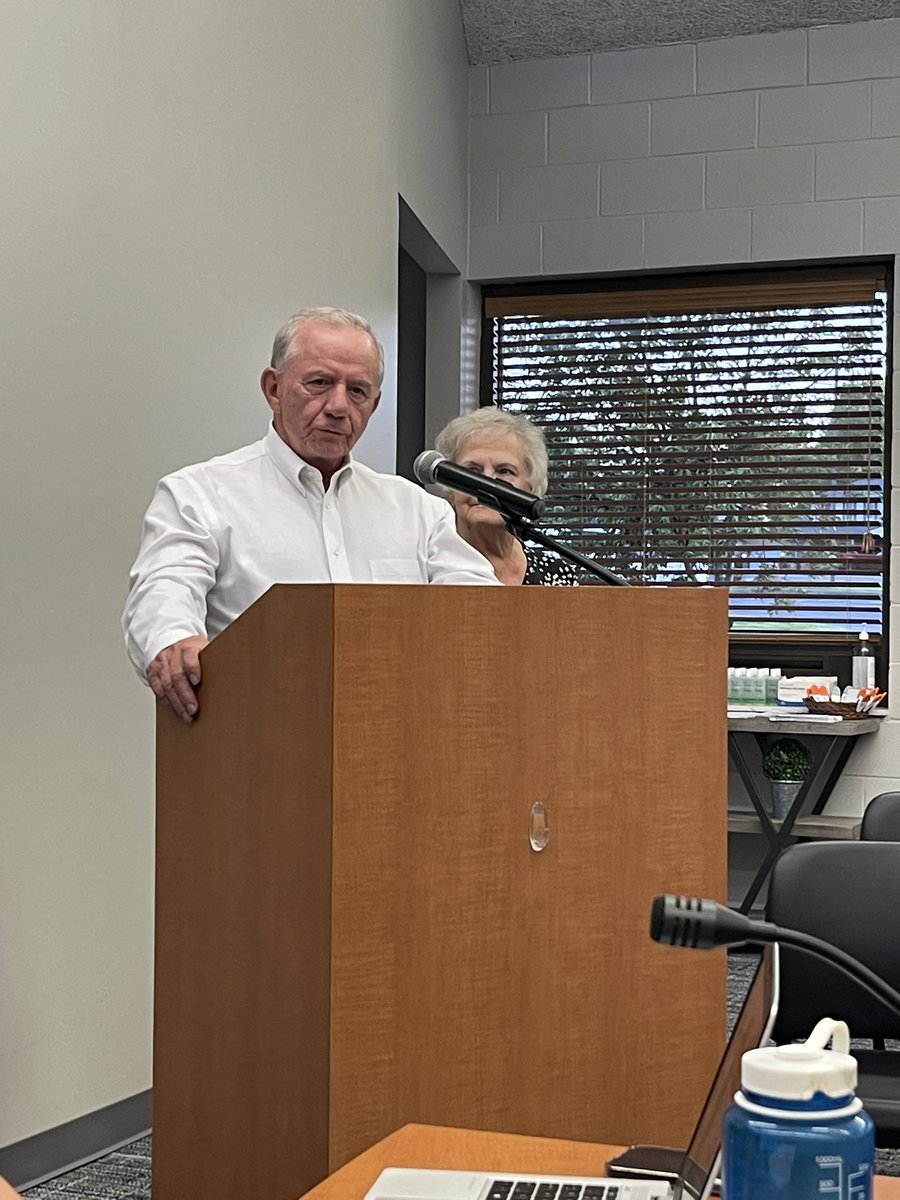 Thank you to Fred Valerius &amp; two tour Vietnam War Marine veteran &amp; Twp resident Carl Meyer &amp; his wife Peggy. They presented on the upcoming decoration &amp; donated to the memorial.