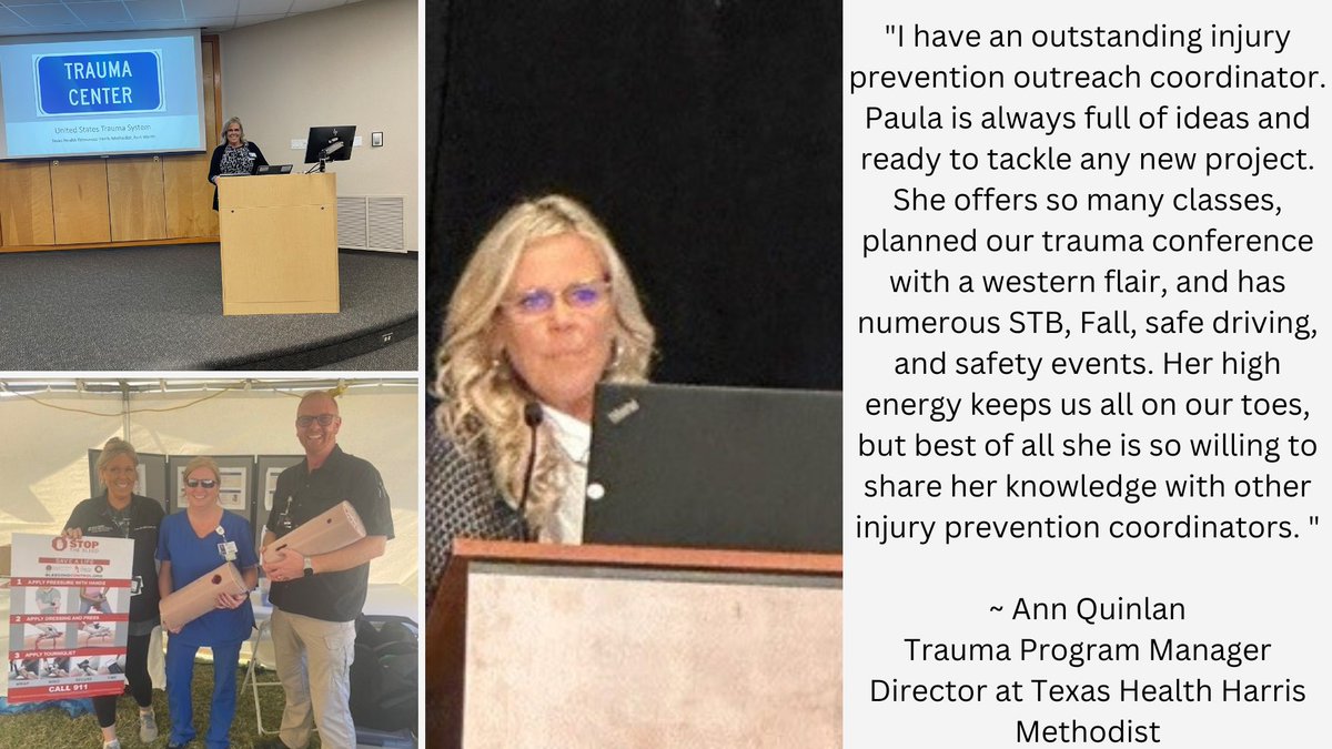 We are so grateful for all that you do, Paula! Thank you for leading initiatives in your community and helping to guide other professionals on their journey! #thisisinjuryprevention #atstrauma #traumasurvivors