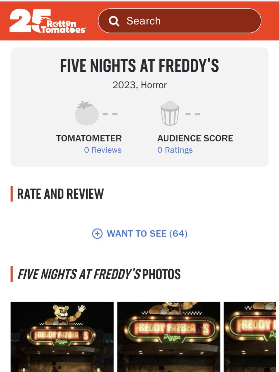 FNAF Movie Updates on X: The Five Nights at Freddy's movie is now also  listed on Rotten Tomatoes under coming soon  / X