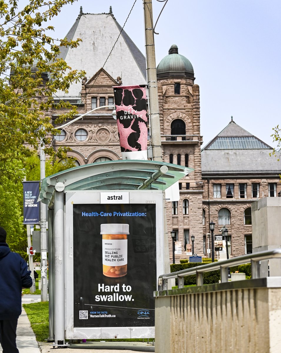 Just in time for #NursingWeek2023, we’ve ringed Queen’s Park in advertisements to call out @FordNation continued assault on Ontario’s public health-care system. 

Tell Ford that you’ve had enough of his gambling with your health care: nursestalktruth.ca/mailer
#onpoli #onhealth