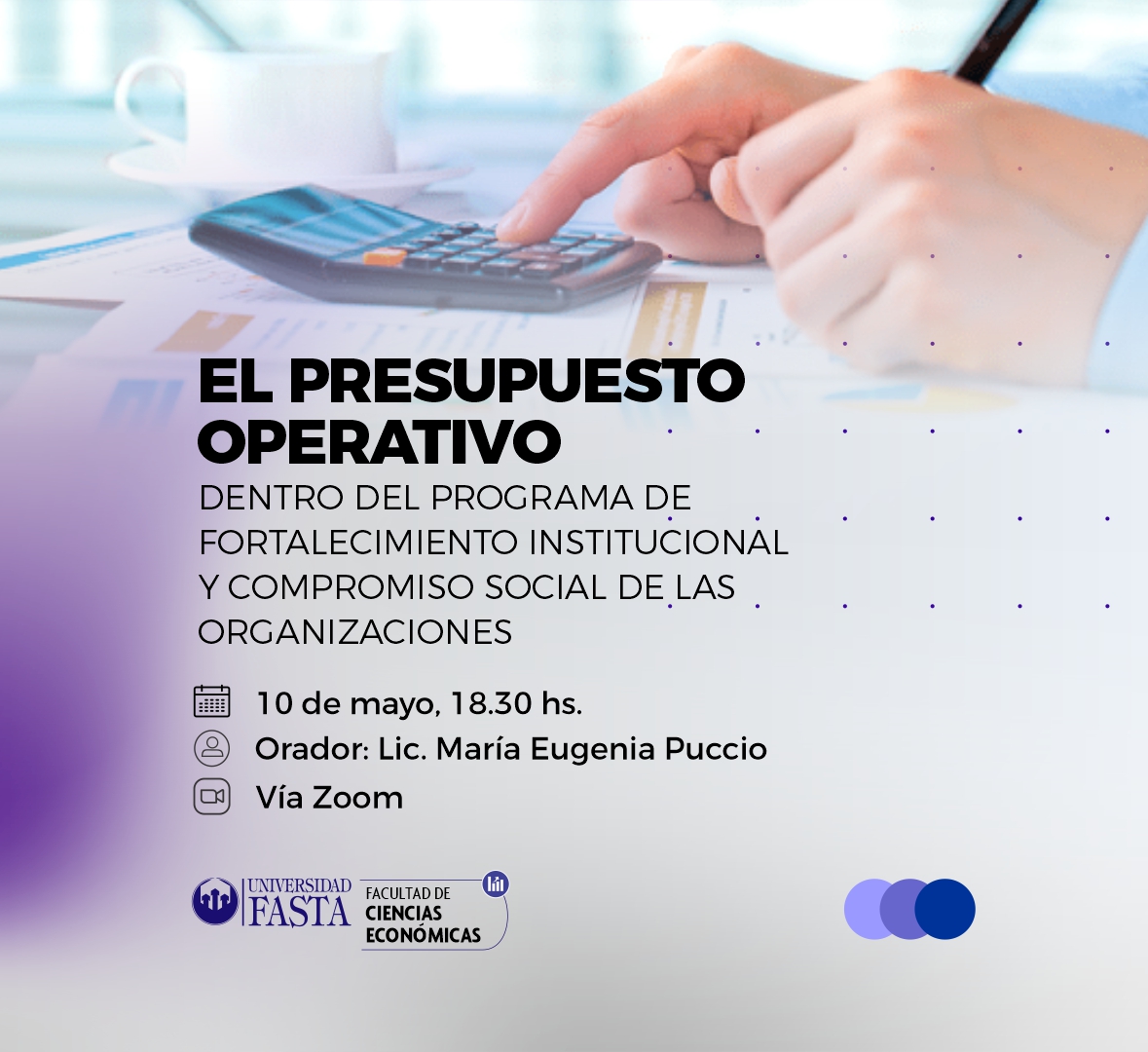 #HOY

📊El Presupuesto Operativo en las Organizaciones Sin Fines de Lucro

📆Fecha: 10/05/2023

🕓Horario: 18:30 - 20:30

🟢Organizado por: Económicas

💸Actividad: Gratuita

👉🏼Para mas info: bit.ly/3VIjw5y