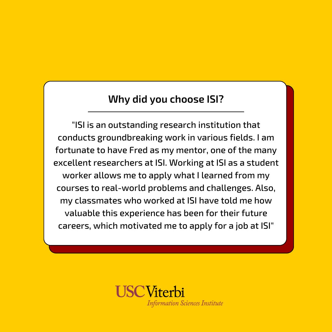 USC_ISI's tweet photo. Congratulations to ISI's #Classof2023 graduating this week!โ
โ
Lei Cao is graduating with an M.S. in Applied #DataScience, obtained under the supervision of @fredmorstatter. โ
โ
Congrats, #grad!โ
โ
@caolei312 @USCViterbi @USC #classof2023 #graduation #stemgrad #datascience https://t.co/soFSWEPfZD