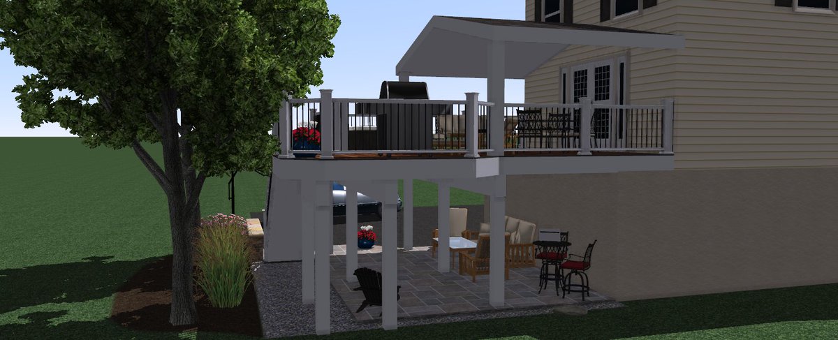 TheDeckDude's tweet photo. Working on a 2-level #Deck and #Patio 3D design concept this afternoon... https://t.co/IKDr1qNq4n