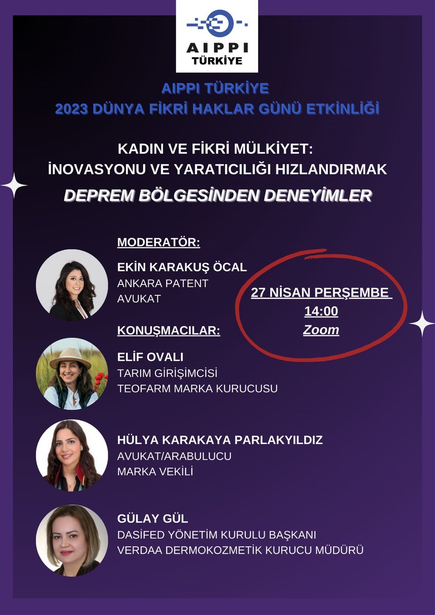 aippiturkey's tweet photo. Dünya Fikri Haklar Günü kapsamında, "Kadın ve Fikri Mülkiyet: İnovasyonu ve Yaratıcılığı Hızlandırmak" başlıklı etkinliğimizi, üç değerli kadın girişimcimizi dinleyerek gerçekleştirdik. https://t.co/6MrDMrCzlk