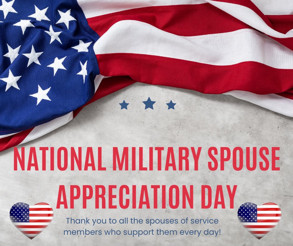 In honor of Military Spouses Day, we would like to say THANK YOU to every military spouse.
Your unwavering support, love and dedication are an inspiration to us all.
#NationalMilitarySpousesDay