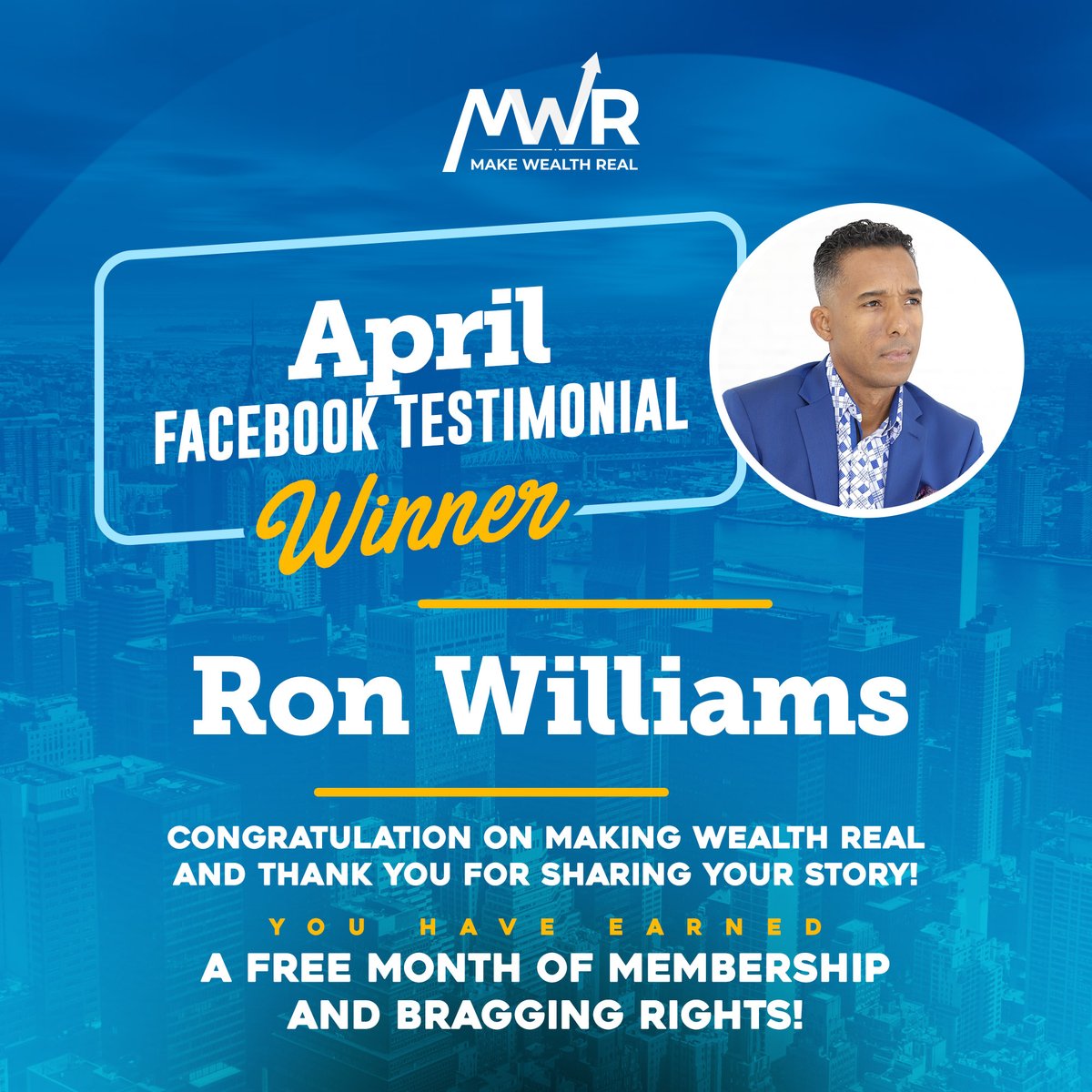 MWRFinancial's tweet photo. Congratulations, Ron Williams. Your testimonial has earned you a FREE month of membership!
Ron shared how our Financial Experts' helped him, in a few short months, raise his credit score from 721 to 766 using our Credit Restoration program.
#MWRFinancial #MakeWealthReal https://t.co/lXG2d3Vfgu