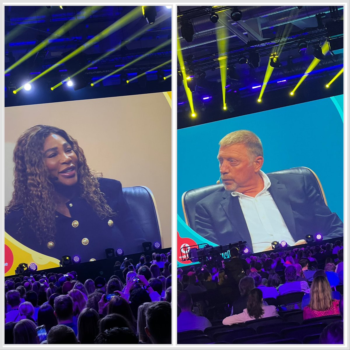 m_froehlich's tweet photo. #OMR2023 Echte Persönlichkeiten: #serenawilliams und #borisbecker Keine #ki #ai #ChatGPT hätten sie so für uns „bauen“ können 😉 Danke #OMR #omrfestival  #marketingmachtfröhlich https://t.co/I0ISG6LtjA