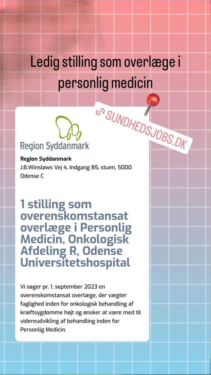 Er du vores nye overlæge i personlig medicin? Tjek stillingsopslaget for detaljer ➡️ sundhedsjobs.dk/jobopslag/4488…