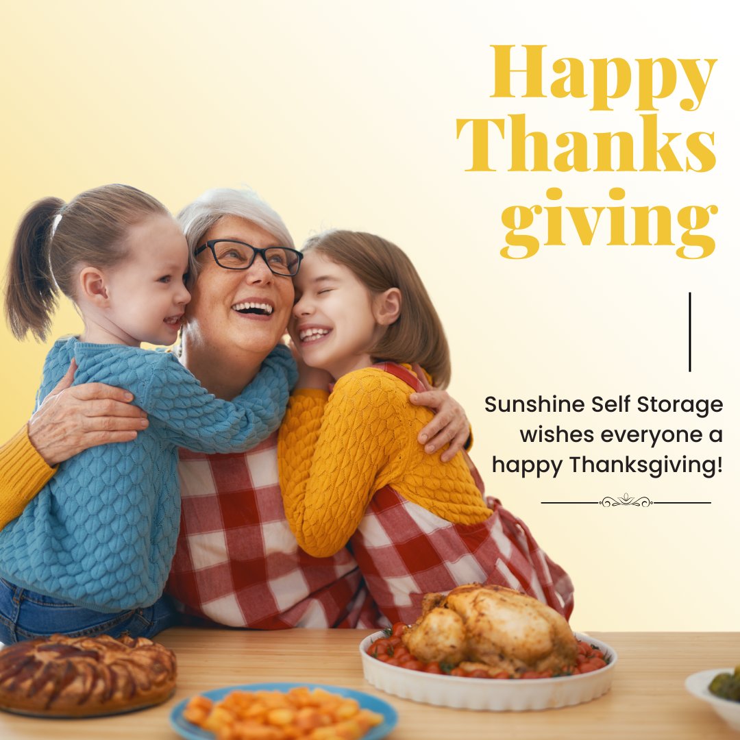 StorageSunshine's tweet image. The Sunshine team wishes you a happy Thanksgiving! 🦃

#Thanksgiving #Turkey #TurkeyDay #BlackFriday #Holiday #Holidays #Sunshine #Blog #SelfStorage #SunshineSelfStorage #Storage #StorageWars #StorageBlog #Moving #PackingTips #MovingTips #Budget