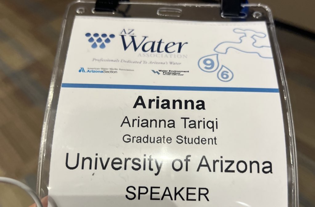 Had a fantastic time presenting at AZ Water Conference 2023!! This was my first presentation as a PhD student and it went great 🎉 

Thank you to <a href="/AZWater_org/">AZ Water Association</a>, the  moderator, and everyone who attended the session!
#AZWater96
