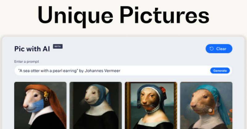DevsOnWix's tweet photo. 🖼️ Create professional-grade images for your site with the Pic with AI app by @certifiedco_de.

Generate custom images in any style you want, and easily save them to your site’s media manager.

Check it out, and see how you can build and sell applications on the Wix App Market ↓