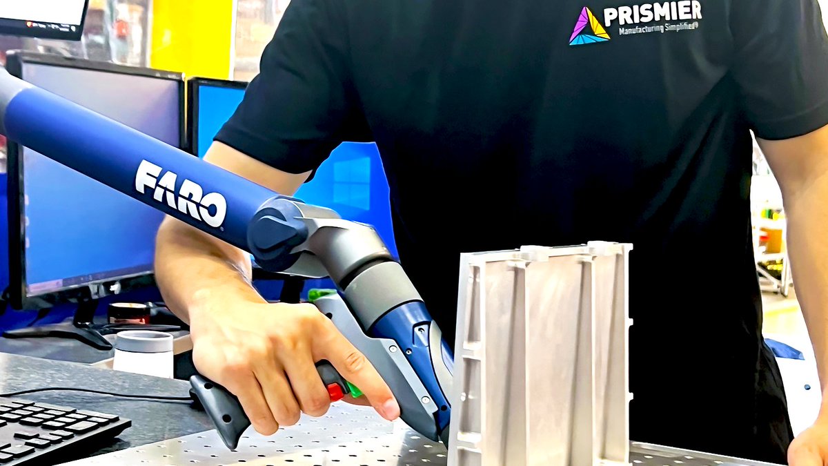 PRISMIER's tweet photo. There once was a Faro maiden, skilled &amp; bold, whose FaroArm never left a detail untold. Today, Marilu &amp; Nick from Quality Control are mastering the FaroArm for laser measuring - capturing 3D data with superhero precision smaller than a hair width! #faroarm #lasering #faro #dfm https://t.co/XKQsXvVvsM