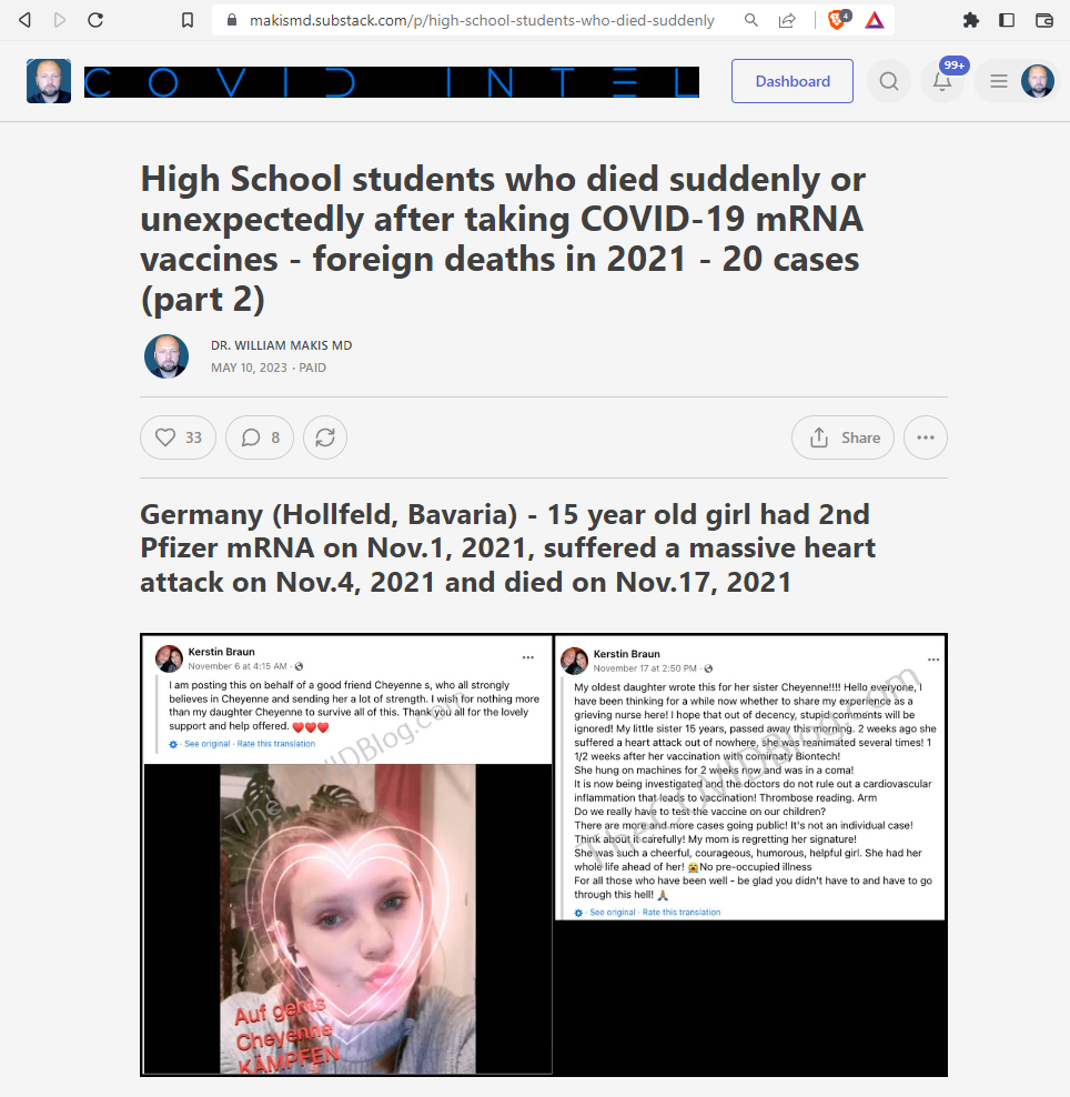 Italy - 16 year old Camilla Canepa had AstraZeneca shot on May 25 2021, arrived in Hospital June 3, 2021, died shortly after.

Surgeon who operated on girl..."you have never seen anything like this"

More in article...

#DiedSuddenly #cdnpoli #ableg