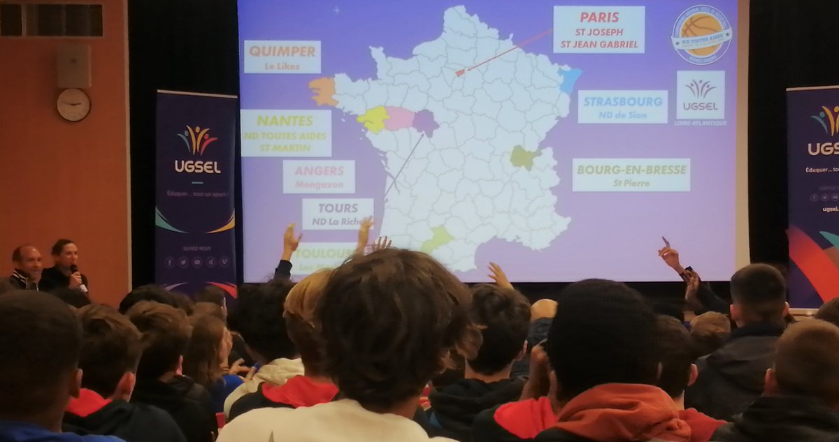 🇫🇷 𝗝𝟭 - 𝗙𝗜𝗡𝗔𝗟𝗘𝗦 𝗡𝗔𝗧𝗜𝗢𝗡𝗔𝗟𝗘𝗦 𝗘́𝗟𝗜𝗧𝗘 𝗨𝗚𝗦𝗘𝗟 𝗨𝟭𝟱𝗠 🏀

🙏 <a href="/UGSELnationale/">UGSELnationale</a> &amp; <a href="/NDTA_44/">NDTA</a> pour l'accueil, l'organisation de ce tournoi national 😉

📷 𝙋𝙧𝙤𝙜𝙧𝙖𝙢𝙢𝙚 𝙙𝙚 𝙙𝙚𝙢𝙖𝙞𝙣 🔥 :
8h : Bourg-en-Bresse
10h : Toulouse
12h : Paris
14h : Strasbourg