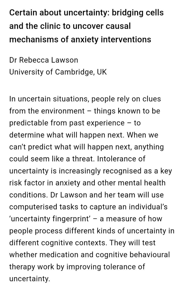 Dr. Steph Archer (@stephthepsych) on Twitter photo Absolutely delighted to be part of this project focusing on uncertainty and it's role in anxiety. Our team, headed up by the amazing <a href="/beckyneuro/">Prof Rebecca Lawson</a>, is a multi disciplinary group from <a href="/CambPsych/">Dept of Psychology</a> and <a href="/mrccbu/">MRC Cognition and Brain Sciences Unit</a>. Can't wait to get started - watch this space ⭐ Absolutely delighted to be part of this project focusing on uncertainty and it's role in anxiety. Our team, headed up by the amazing <a href="/beckyneuro/">Prof Rebecca Lawson</a>, is a multi disciplinary group from <a href="/CambPsych/">Dept of Psychology</a> and <a href="/mrccbu/">MRC Cognition and Brain Sciences Unit</a>. Can't wait to get started - watch this space ⭐