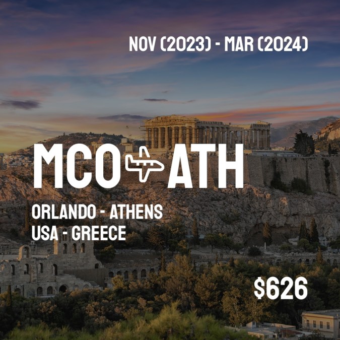 ✈️ Orlando (MCO) to Athens (ATH) for only $626 (USD) roundtrip 💸
305 live dates on Adventure Machine. - get the app on iOS or Android #orlando #orlandoflorida #orlandobloom #orlandohairstylist #orlandophotographer #orlandohair