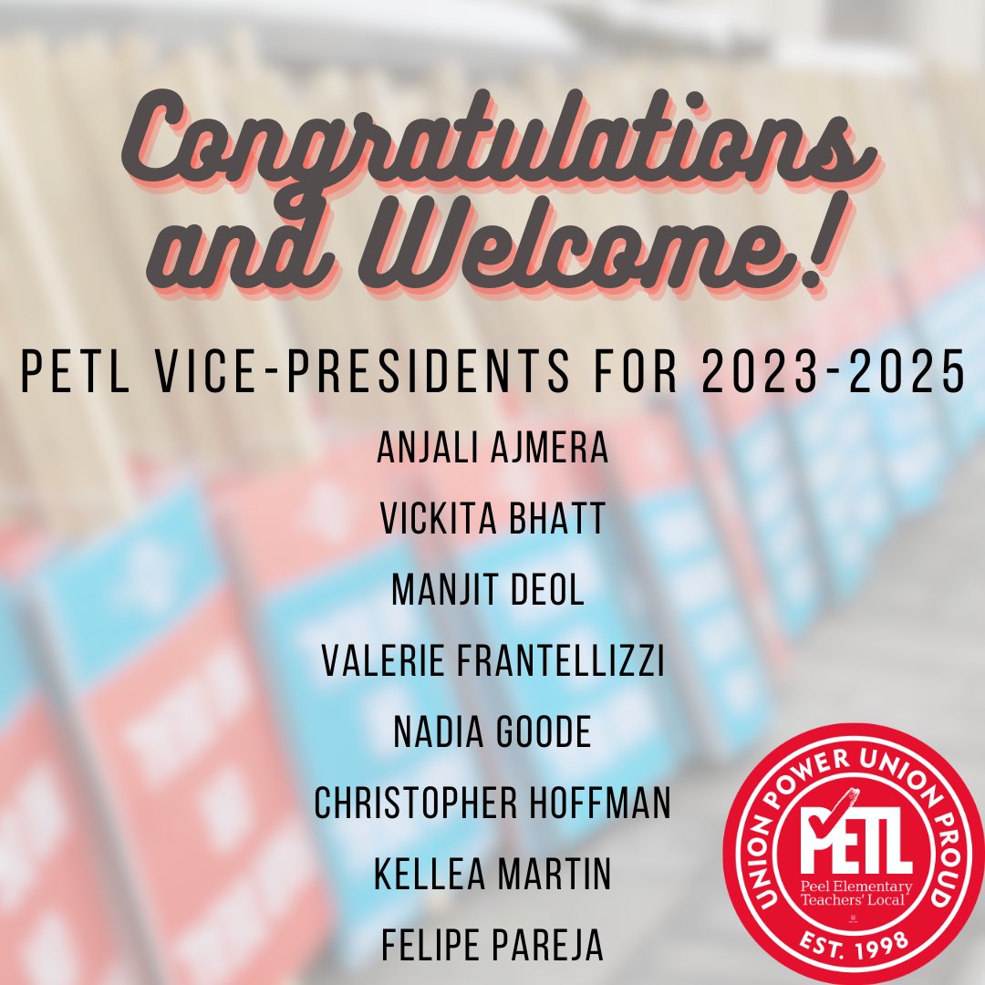 On behalf of President Jessica Cooper and the #PETL membership, we present the PETL Vice-Presidents for the 2023-2025 term. Congratulations and Welcome!

<a href="/jessi_cooper/">Jessi Cooper</a> <a href="/Anjali_Ajmera/">Anjali Ajmera</a> <a href="/vickitabhatt/">Vickita</a> <a href="/ManjDeol/">Manj Deol</a> <a href="/vfrantellizzi/">Valerie Frantellizzi</a> <a href="/NadiaGoode/">Nadia Goode</a> <a href="/thehoffmobile/">Chris Hoffman</a> <a href="/kellea_m/">KelleaM</a> <a href="/FAPareja/">Felipe Pareja</a>