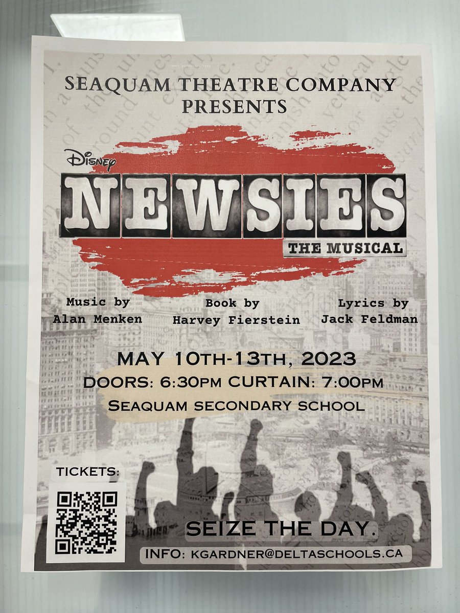 Tonight is an Opening Night of “Newsies” the Musical. Our Theater Production currently putting an incredible matinée performance in front of 500 Seaquam students 👍🏼😃