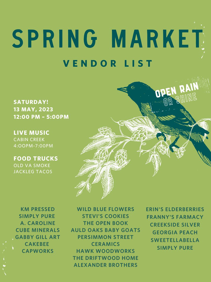 The OBH Spring Market is THIS Saturday 12PM-5PM! 🌷🍻 Find a gift for Mother's Day + enjoy the fresh brews and good vibes. 

More Details: 
oldbusthead.com/spring-market-…