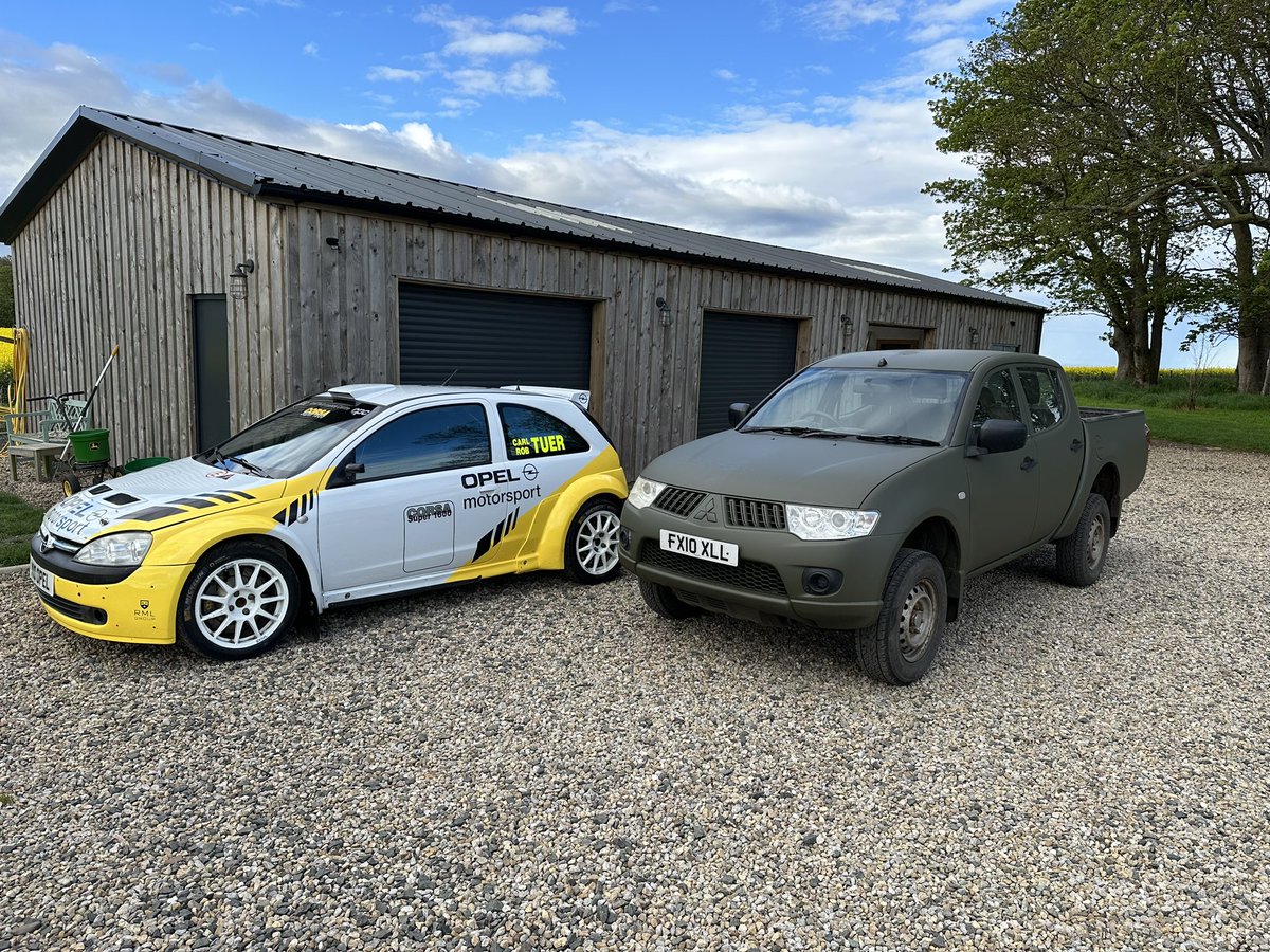 carltuer1's tweet photo. Two different driving adventures over the next few weeks. Next week drive this L200 to Ukraine 🇺🇦 as part of the @pickupsforpeace team. Two weeks after we return we will be starting the @jim_clark_rally in this beautiful Opel Corsa S1600 #Super1600 #rally https://t.co/3a0OxzMXnS