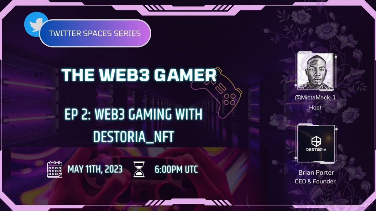 MistaMack_'s tweet image. Holla Gamers! 

Back again with another episode of "The Web3 Gamer"

This week, I am joined by Brian Porter of  @Destoria_NFT to take a deep dive into the game project. And some exciting information from the team

Set your reminders here: