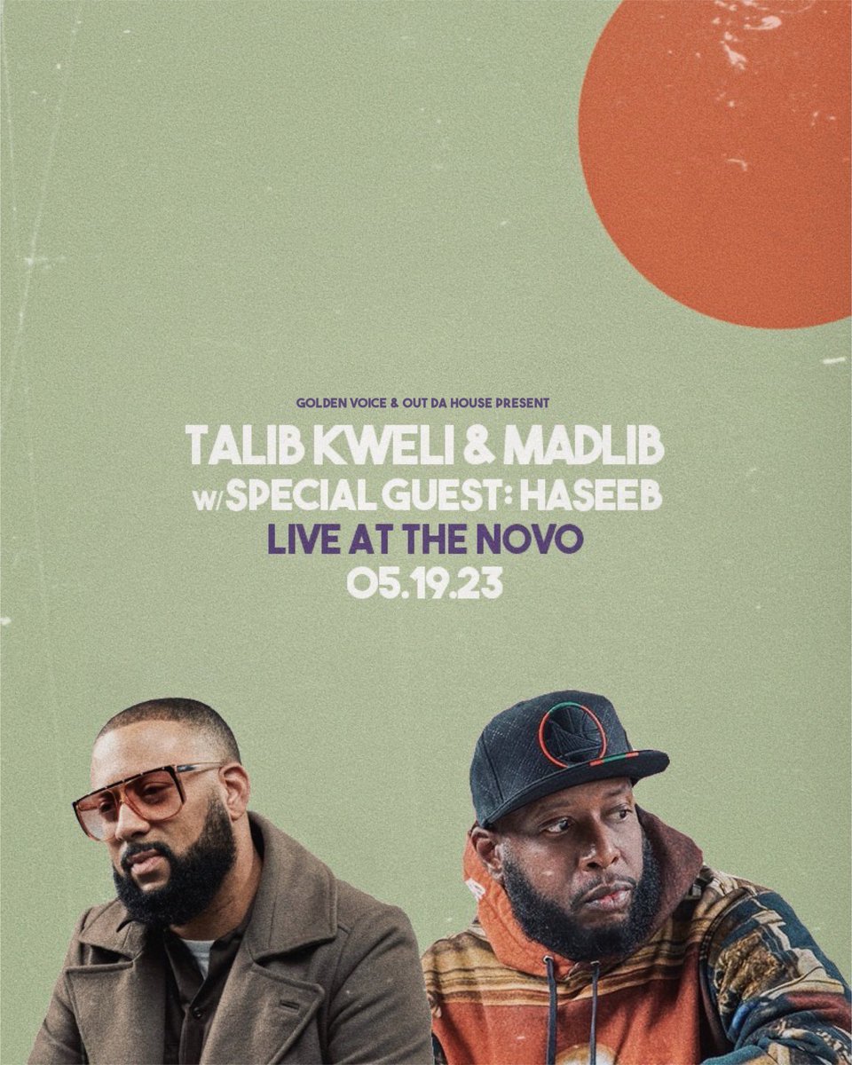 HASEEBthefew's tweet image. it’s official. 

i’m opening for Madlib &amp;amp; Talib Kweli at The Novo next friday night in LA. 

🎫: bit.ly/MadlibKweli