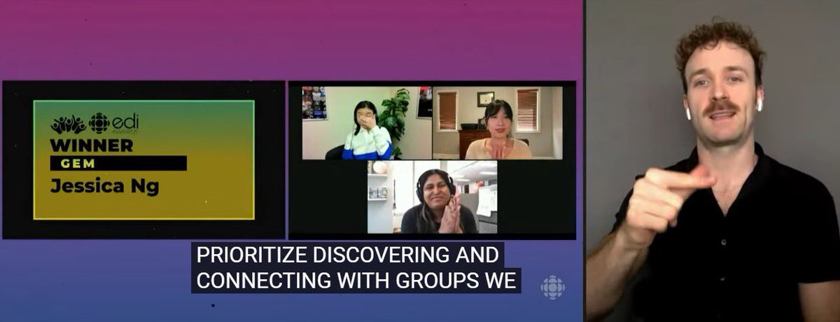 (1/2) Crying in front of our national colleagues after I won <a href="/CBCRadioCanada/">CBC/Radio-Canada</a> Edi Gem Award today.🥹 It recognizes work toward diversity &amp; inclusion.

I’ve been championing hard for equitable representation since before I was in journalism (it was the subject of my MMus thesis).