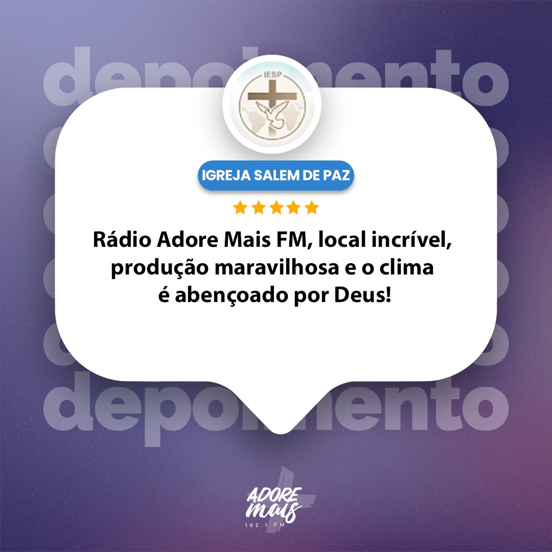 Muito obrigado ao Ministério Salem de Paz pelas palavras! 

São esses comentários que aquecem o coração da família Adore Mais 💜🔥

#adoremaisfm #igrejasalemdepaz #adoremais #ouvintes