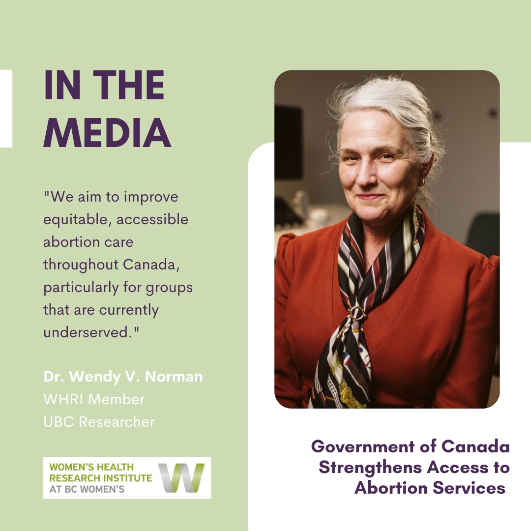 Yesterday, the Government of Canada announced new funding to strengthen access to abortion in Canada, with UBC-CART (@wvnorman) receiving $3.8 million of that funding. Congratulations to Dr. Norman and her team for leading this important work! Read more▶️ ow.ly/6lng50OkIuZ