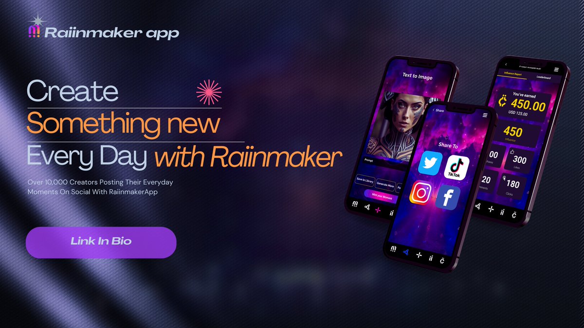 🔥 Hey Creators!

Monetize 💰your social media presence with @Raiinmakerapp, the platform that rewards you for your social value and digital influence.

#MonetizeYourContent #DigitalInfluence #CreatorEconomy #Raiinmaker #MintYourMoment